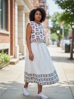 BEYOND by Vera Printed Crop Top | Pink & Green | NWT | XL